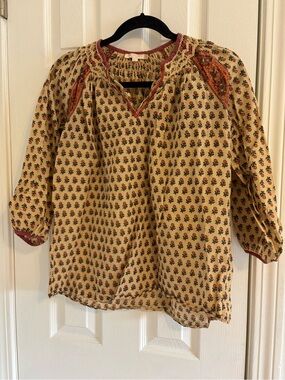 Pink Chicken Floral Blouse in Cream and Rust